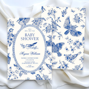 Chinoiserie botanische Blumen-Vogel-Baby-Party Einladung
