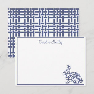 Chinoiserie Bunny Rabbit Cartes de notes personnal