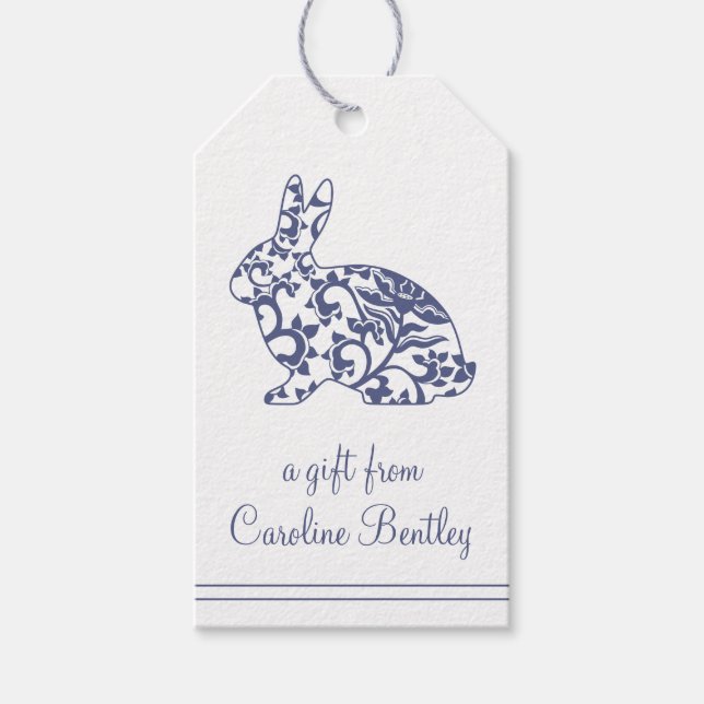 Chinoiserie Bunny Rabbit Gift Tags Geschenkanhänger (Vorderseite)