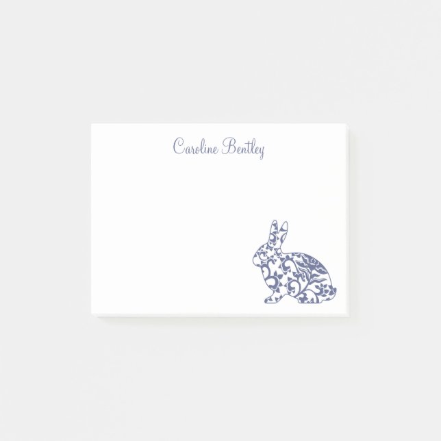 Chinoiserie Bunny Rabbit Notepad Post-it Klebezettel (Vorderseite)