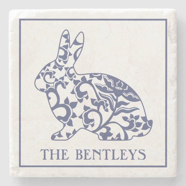 Chinoiserie Bunny Rabbit Untersetzer (Vorderseite)
