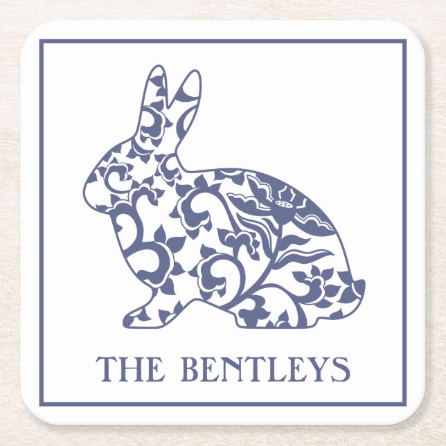 Chinoiserie Bunny Rabbit Untersetzer (Vorderseite)
