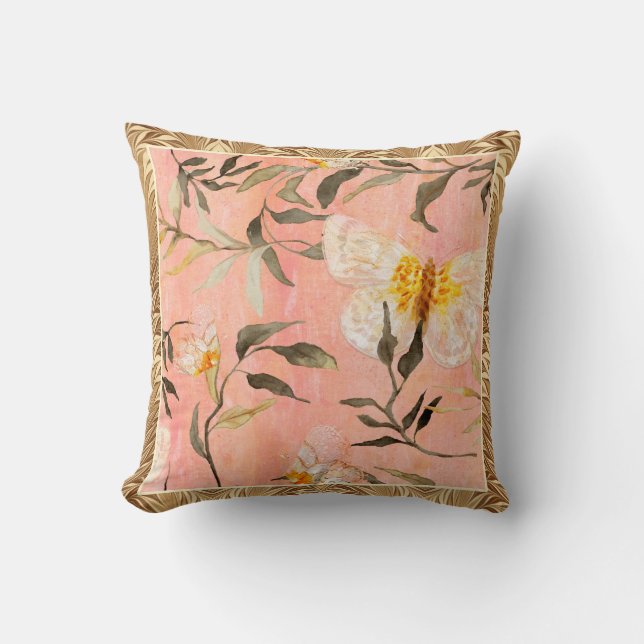 Chinoiserie Butterfly Modern Marbella Eukalyptus Kissen (Vorderseite)