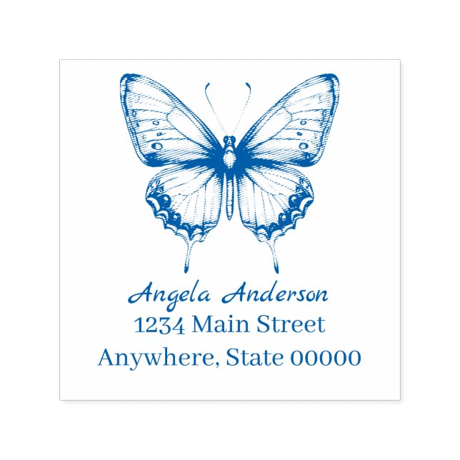 Chinoiserie Butterfly-Rücksendeadresse Permastempel (Design)