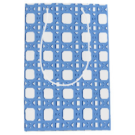 Chinoiserie Cane Trellis in Blue Porcelain Mittlere Geschenktüte