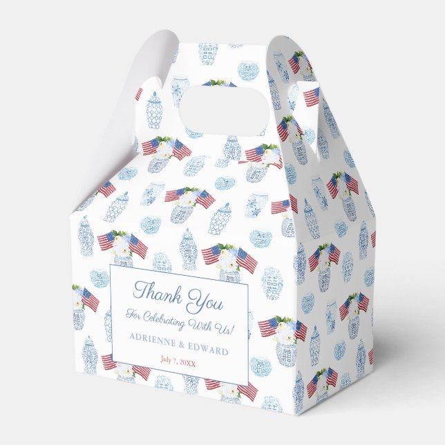 Chinoiserie Chic 4. Juli Hochzeit Geschenkschachtel (Vorderseite)