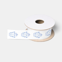 Chinoiserie Chic Blau-Weiß-Monogramm-Buchstaben Satinband