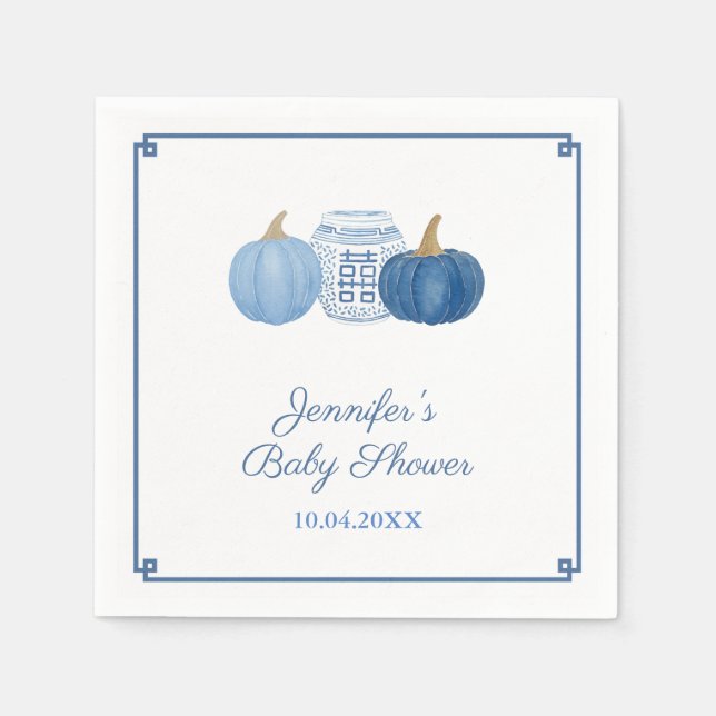Chinoiserie Chic Blue Pumpkins Baby Duschkabine Pa Serviette (Vorderseite)