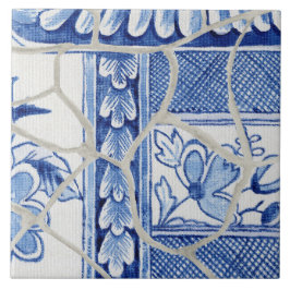 Chinoiserie Chic Blue White Chinesisch Blumenpagod Fliese