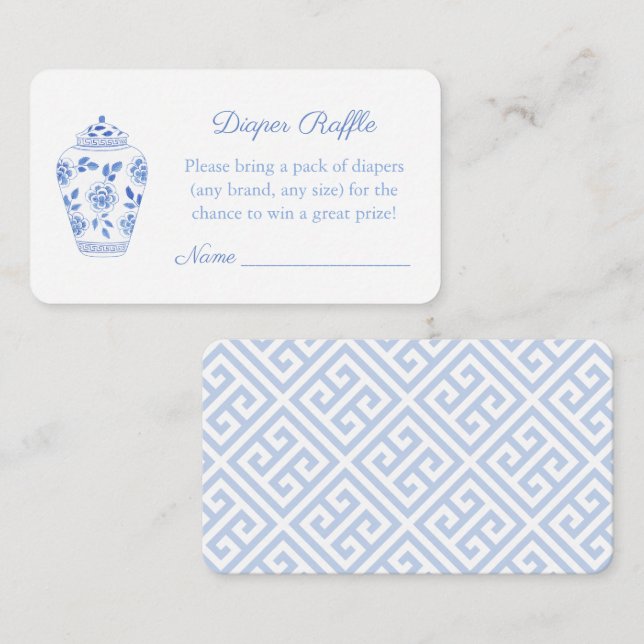 Chinoiserie Chic Diaper Raffle Baby Dusche Begleitkarte (Vorne/Hinten)