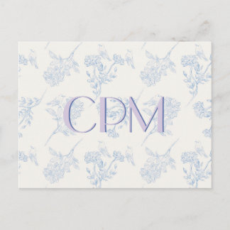 Chinoiserie Chic Flora Mit Monogramm Postkarte