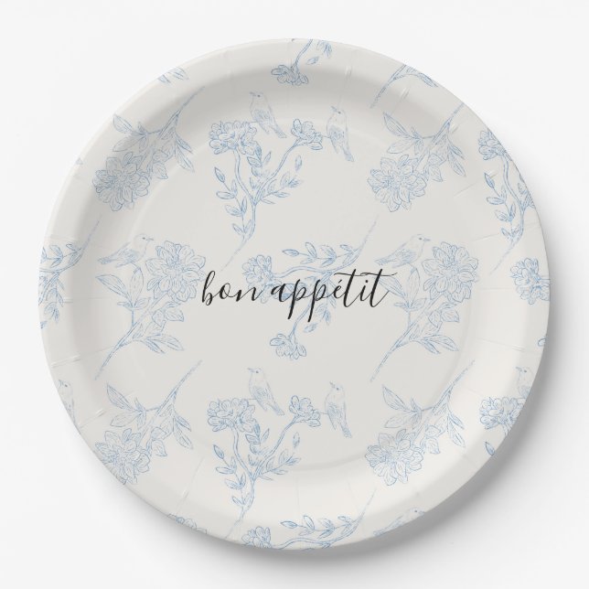 Chinoiserie Chic Floral Bon Appetit Paper Teller (Vorderseite)