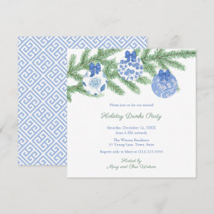Chinoiserie Chic Holiday Ornaments Drinks Party Einladung