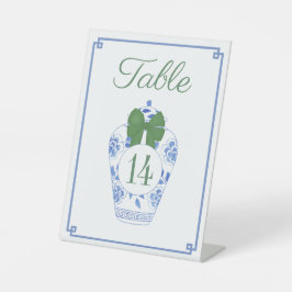 Chinoiserie Chic Holidays Hochzeit Tischnummer Sockelschild