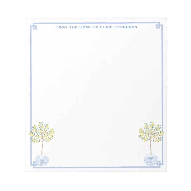 Chinoiserie Chic Lemon Tree Classic Lady's Desk Notizblock (Vorderseite)