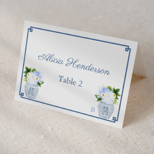 Chinoiserie Chic Navy Mariage blanc Carte Place