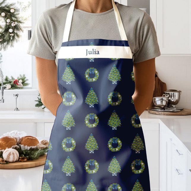 Chinoiserie Christmas Navy Blue Schürze (Chinoiserie Christmas Apron Navy Blue)