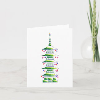 Chinoiserie Christmas Pagoda: Blank Note Card Karte