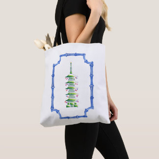 Chinoiserie Christmas Pagoda Tote Bag Tasche