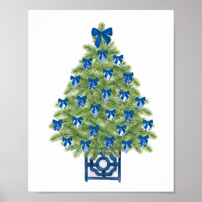 Chinoiserie Christmas Tree Art Print Poster (Vorne)