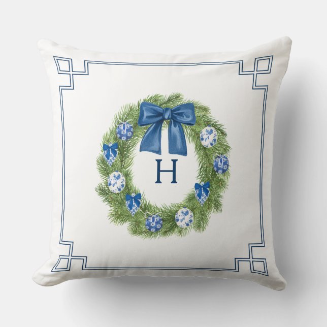 Chinoiserie Christmas Wreath Kissen (Vorderseite)