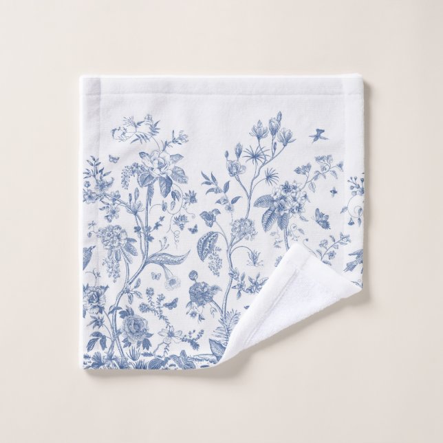 Chinoiserie classique bleue et blanche (Gant de toilette)