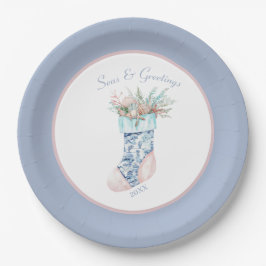 Chinoiserie Coastal Oma Strumpf Papieren Teller