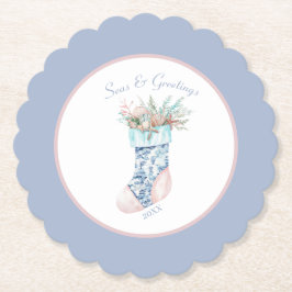 Chinoiserie Coastal seashell Strumpf Untersetzer