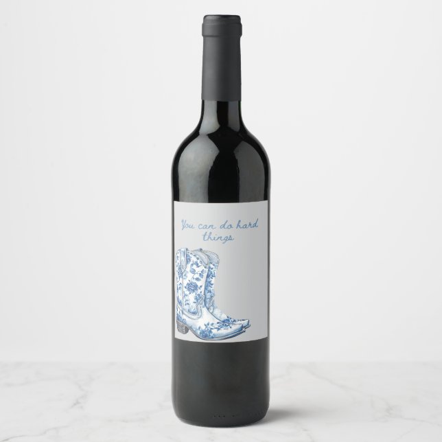 Chinoiserie Cowgirl Boots Wine Label Weinetikett (Vorderseite)