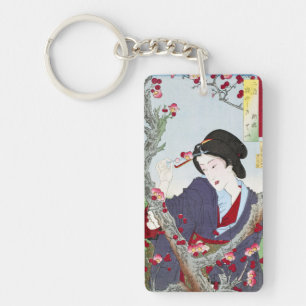 Chinoiserie Dame japonaise et fleur de cerisier ro