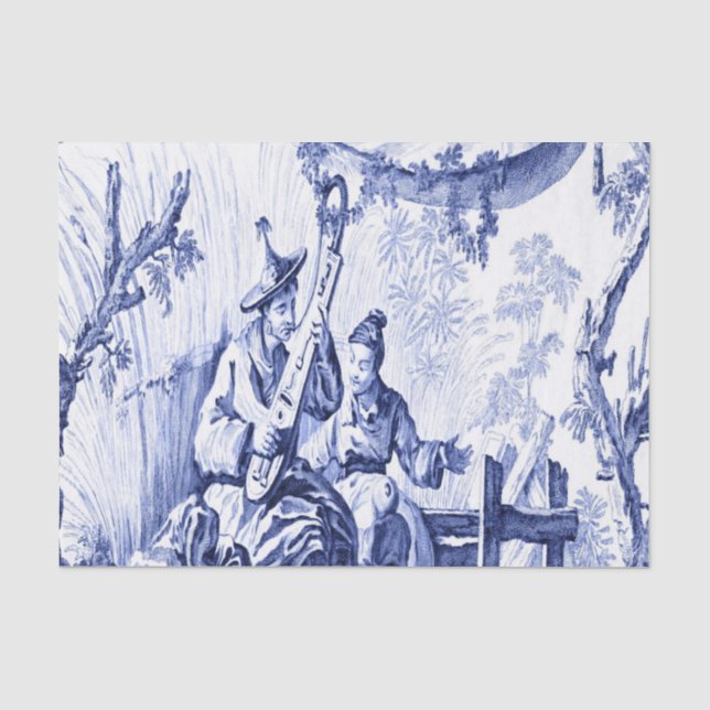 Chinoiserie Dekoupage (Blau und Weiß) Seidenpapier (Vorderseite)