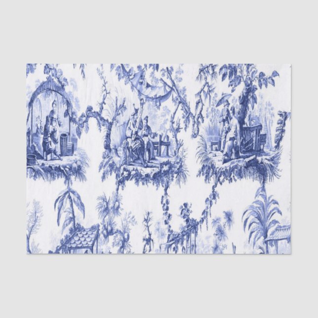 Chinoiserie Dekoupage (Blau und Weiß) Seidenpapier (Vorderseite)