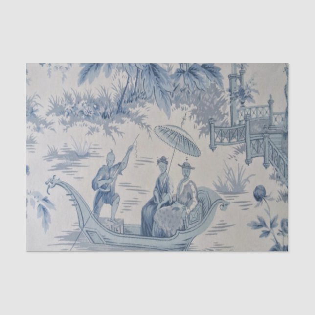Chinoiserie Dekoupage (Blau und Weiß) Seidenpapier (Vorderseite)