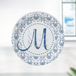 Chinoiserie Delft Blaues Muster ・ kundenspezifisch Pappteller