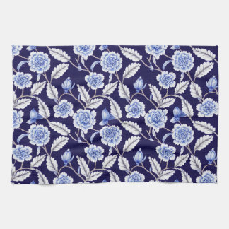 Chinoiserie Delft Blue Floral Porzellan Muster Geschirrtuch
