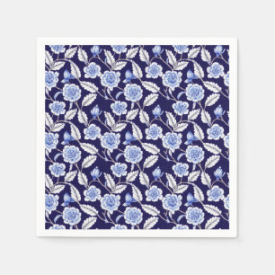 Chinoiserie Delft Blue Floral Porzellan Muster Serviette