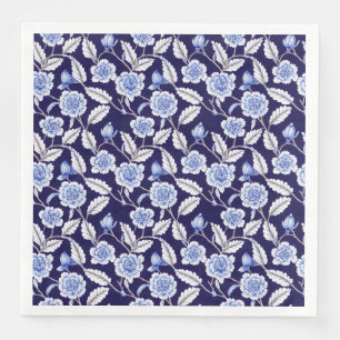 Chinoiserie Delft Blue Floral Porzellan Muster Serviette