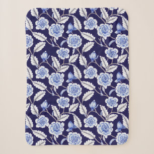 Chinoiserie Delft Blue Floral Porzellan Muster Sherpadecke