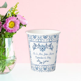 Chinoiserie Delft French Blue Wedtern Pattern Pappbecher