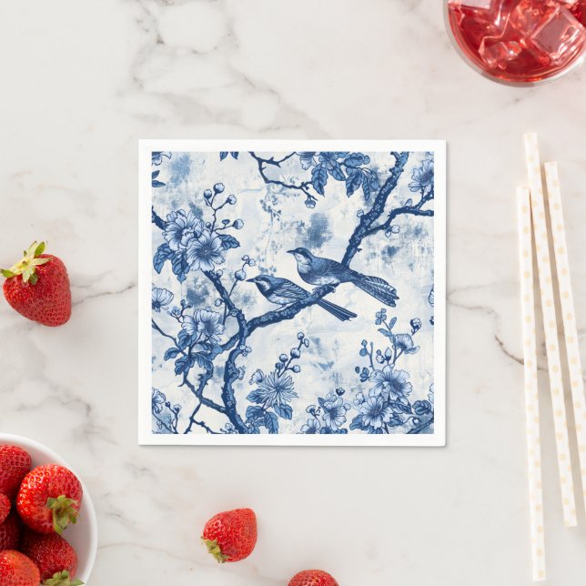 Chinoiserie Delight: Vögel unter den Blätter Napki Serviette (Beispiel)