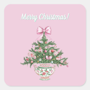 Chinoiserie-Design-Weihnachtsaufkleber Quadratischer Aufkleber