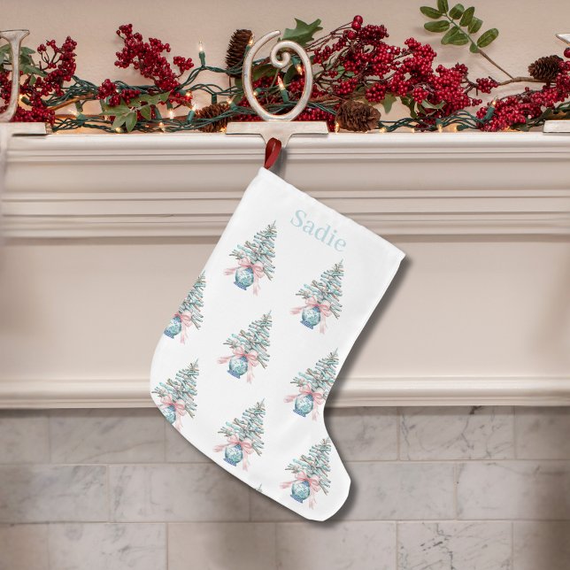 Chinoiserie Driftwood Christmas Tree Pot Großer Weihnachtsstrumpf (Chinoiserie Driftwood Christmas Tree Pot Large Christmas Stocking)