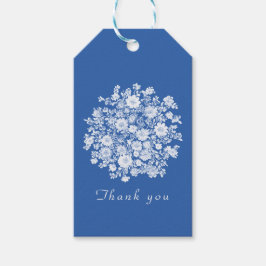 Chinoiserie dusty blue floral thank you favor geschenkanhänger