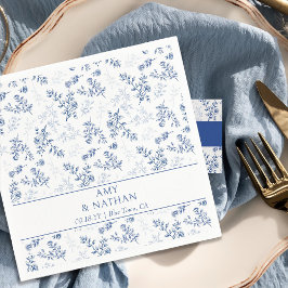 Chinoiserie Elegante Blumen Blau und Weiß Hochzeit Serviette