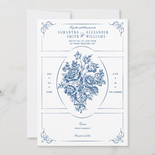 Chinoiserie Elegante Viktorianische Hochzeit Einladung (Vorderseite)
