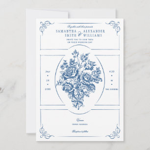 Chinoiserie Elegante Viktorianische Hochzeit Einladung