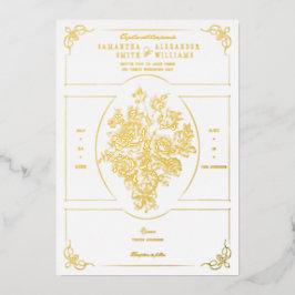 Chinoiserie Elegante Viktorianische Hochzeit Folieneinladung