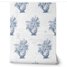 Chinoiserie Englisch Floral Blau und Weiß