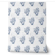 Chinoiserie Englisch Floral Blau und Weiß