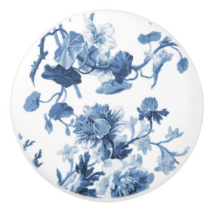 Chinoiserie Englisch Rosen Floral Delft Blau Weiß Keramikknauf